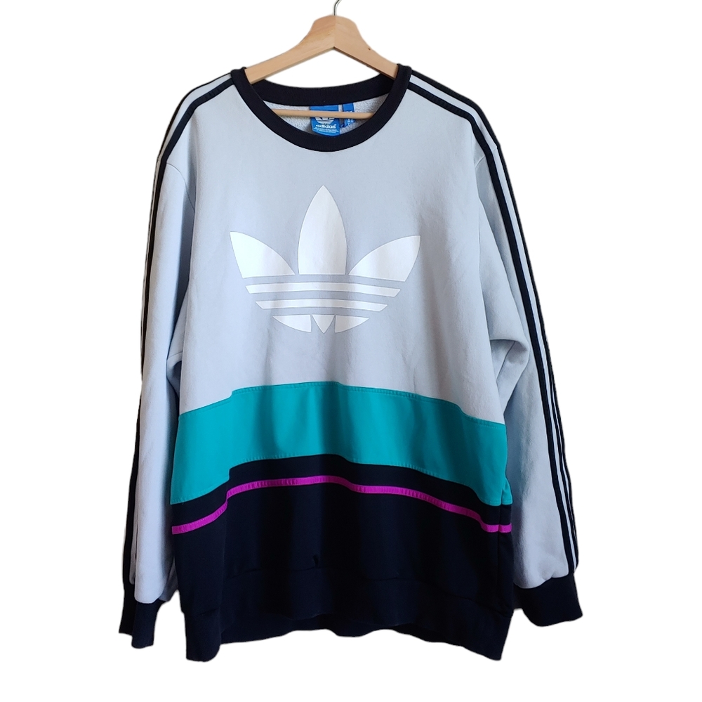 Adidas Logo Originals Colorblock Trefoil Long Sleeve Sweatshirt Top Size 2XL